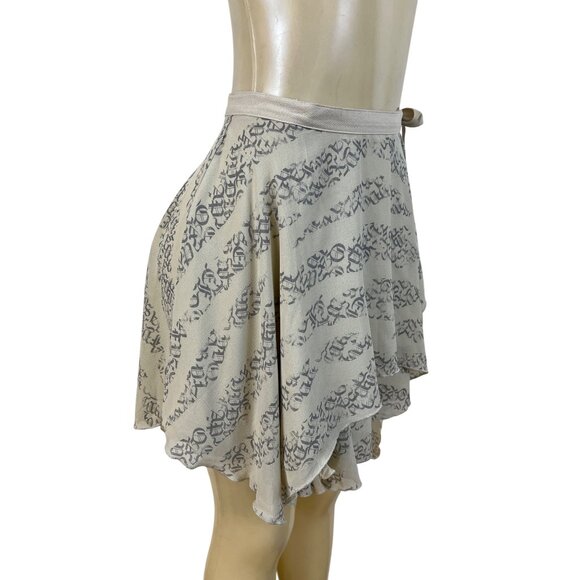 Silence + Noise Women’s Beige Gray Script Print Wrap Skirt Sz S/P - New - Picture 2 of 10